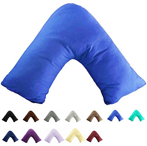 TAOSON 100% Cotton 300 Thread Count Soild Envelope Style V Shaped / Tri / Boomerang Standard Pillow Case Cushion Cover Only Cover No Insert (Royal Blue)
