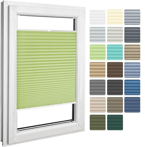 Home-Vision Premium Plissee zum Anschrauben Grün B95cm x H100cm | Blickdichtes Fensterrollo mit Halterungen zum Bohren in der Glasleiste Sonnenschutz Jalousie für Fenster & Türen