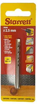 Starrett Split Point Drill Bits - HSS High Speed Steel 2.5x57mm KBAR025 Twist Drill Bit - For Steel Cast Iron Wood Soft Materials Iron