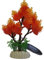 Orange & Green/Yellow Aquarium x2 Plastic Plant 6 Tree on Base