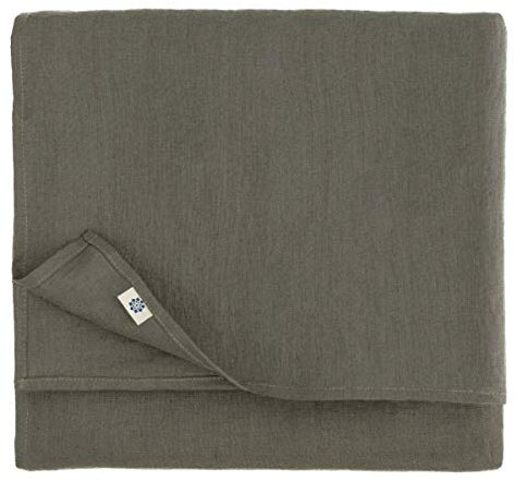 Linen & Cotton Tischdecke Stoff Tischtuch Tischwäsche Hygge -100% Leinen, Grau (140 x 220 cm) Festlich Rechteckig für Home Küche Esstisch Cafe Restaurant Hotel Deko Party Sommer