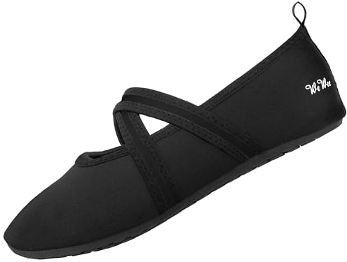 WeWee® Barfußschuhe Damen [Gr. 35-43] mit stützendem Band für perfekten Halt I Federleichte Barfuss Schuhe Damen Outdoor für freie Füße I Schwarz Cross I Größe: 40-41 EU I XL