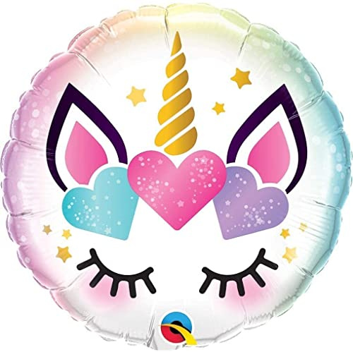 Qualatex 97387 18-Inch Foil Balloon with Unicorn Eyelashes, Multi-Colour