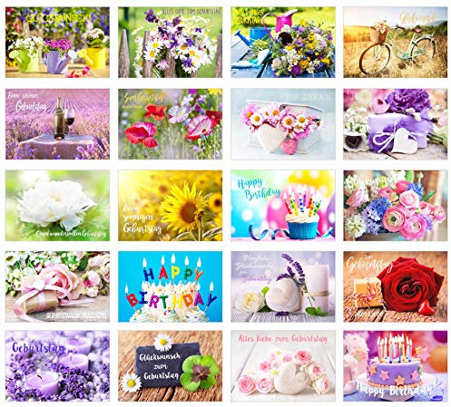 Edition Seidel Set 20 exklusive Premium Geburtstagskarten mit Briefumschlag. Glückwunschkarte Grusskarte Geburtstag Geburtstagskarte Mann Frau Karten Happy Birthday Billet Sprüche