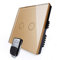KONOQ Luxury Glass Panel Smart Touch Light Switch - Remote DIMMER (2 Gang / 1 Way, Gold)