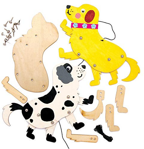 Baker Ross Bastelsets Holzfiguren „Hund“, für Kunsthandwerksprojekte für Kinder (4 Stück), AT817, Mittel