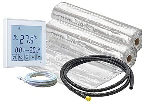 ew direkt elektrische Fußbodenheizung AluPro 140 für Laminat/Klickvinyl mit Thermostat RT-45 (20 m² - 0,5 x 40 m)