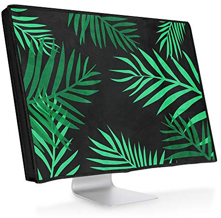 kwmobile Computer Monitor Cover Compatible with 20-22 monitor - Palm Leaves Green/Dark Green/Black