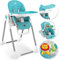 KIDIZ® 3in1 Hochstuhl Kinderhochstuhl inkl. Spielbügel, Babyliege, Kombihochstuhl Babyhochsitz,7 höhenverstellbar Verstellbare Rückenlehne, mitwachsend ab 0 bis 36 Monate Babystuhl, Türkis