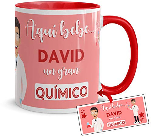 Kembilove Taza Químico – Tazas de café Personalizadas – Tazas Profesiones – Taza Café Aquí Bebe un Químico – Tazas Personalizadas con Nombre – Tazas navideñas Originales