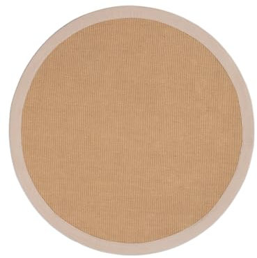 carpetfine Sisalteppich Rund Beige Ø 200 | Moderner Teppich für Wohn- und Schlafzimmer