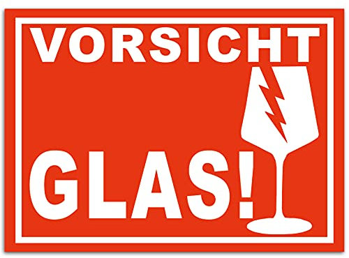 300x Aufkleber Vorsicht Glas Din A6 (105x148 mm) Alternative zu Vorsicht Glas Klebeband Bruchgefahr Warnetiketten Zerbrechlich