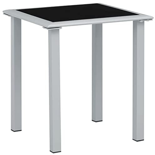 vidaXL Gartentisch Balkontisch Beistelltisch Tisch Terrassentisch Gartenmöbel Couchtisch Kaffeetisch Schwarz Silbern 41x41x45cm Stahl Glas