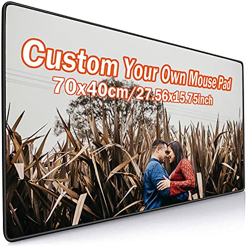 Individuelles Foto-Mauspad, große professionelle Gaming-Mausmatte mit genähten Kanten, kreatives Geschenk, personalisierte Schreibtischunterlage 70x40 cm
