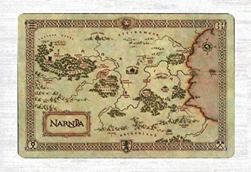 BIGYAK Metallschild mit der Legende Narnia Schatzkarte aus Blech, für Schlafzimmer, Wandkunst, für Innen- und Außenbereich, 20,3 x 30,5 cm