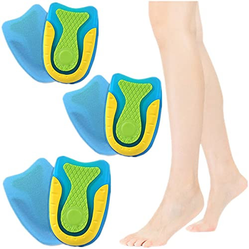 CZZSiug Lot de 3 Paires de Talonnettes en Gel de Silicone pour Fasciite Plantaire, Douleurs au Talon d'Achille, Coussinets Absorbants (Petite Taille)
