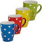Lot de 4 Tasses en Céramique - 250 ml pour Café, Cappuccino, Thé - Bleu, Rouge, Jaune et Vert - Passe au Lave-Vaisselle et au Micro-Ondes