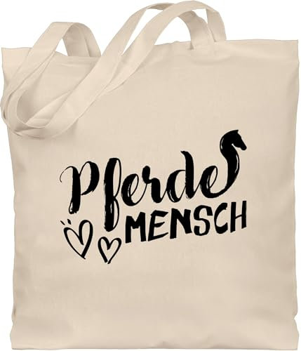Baumwolltasche - Pferde - Taschen - Pferdemensch - Unisize - Naturweiß - geschenk pferdeliebhaber sprüche pferd stoffbeutel geschenke für reiterinnen reiten jutebeutel pferdetaschen pferdespruch