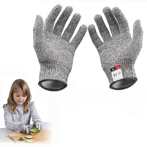 BetterJonny 1 Pair Cut Resistant Gloves for Kids, Performance Level 5 Protection Food Safe Cut Resistant Gloves for Cooking Carving and Gardening for 5-8 Year Olds, XXS