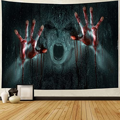 Proumhang Halloween Wandteppich,Wandbehang Dekoration,Blutige Horror Handabdrücke,Grabsteine,Geister Wandteppich für Halloween,Bettwäsche,Schlafzimmer,Wohnzimmer,Dekoration,Stil 10,230cm*180cm