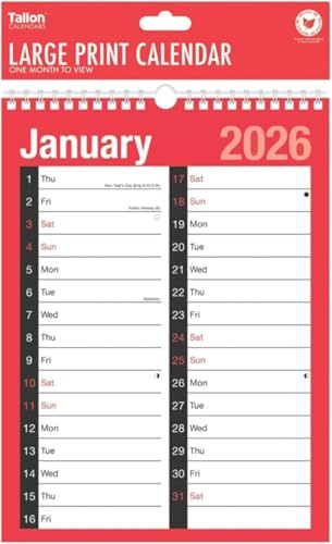FIRST CHOICE KAYA 2023 Wallplanner R&B – A4 2 Spalten Monatsansicht, schmaler Wallplaner Spiralbindung, Kalender für Zuhause, Büro, Schule