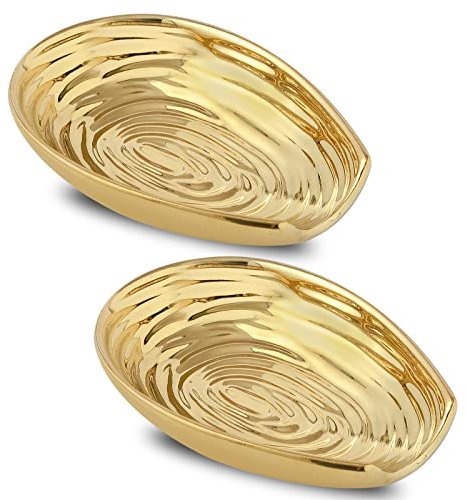 Hasense Spoon Rest for Stove Top, Ceramic Gold Spoon Holder for Kitchen Counter, Large Stable Heat-resistant Utensil Rest for Spatula Ladles Tongs, Home Kitchen Decor, 2 PCS