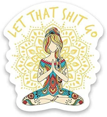 Let That $hit Go Yoga-Mandala-Magnet – 12,7 cm am längsten Ende – robuster Kühlschrankmagnet, vollfarbig, UV-bedruckt, lichtbeständig, 12,7 cm Magnet