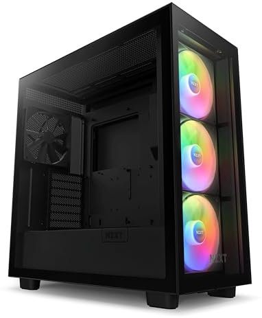 NZXT H7 Elite - ATX Mid Tower PC Gaming Case - Front I/O USB Type-C Port - Quick-Release Tempered Glass Side Panel - Black (2023)