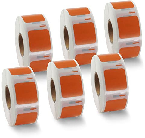 BETCKEY - 6 Rollen Orange Mehrzwecketiketten Kompatibel mit DYMO S0929120, 25mm x 25mm, 4500 Farbige Etiketten für LabelWriter 450, 4XL NICHT passend 550 oder 5XL