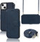 ELTEKER Hülle für iPhone 13 Klapphülle, Handyhülle iPhone 13 mit Umhängeband und Kartenfach, Standfunktion Perfekten Schutz Handytasche Lederhülle, Blau