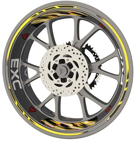 KTM EXC Premium Qualität Felgenrandaufkleber Felgenband Felgenband Felgenband Sticker Sticker Set (2 Felgen) (dunkelgelb)