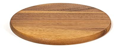 H&H Planche à découper ronde en bois foncé 23 cm