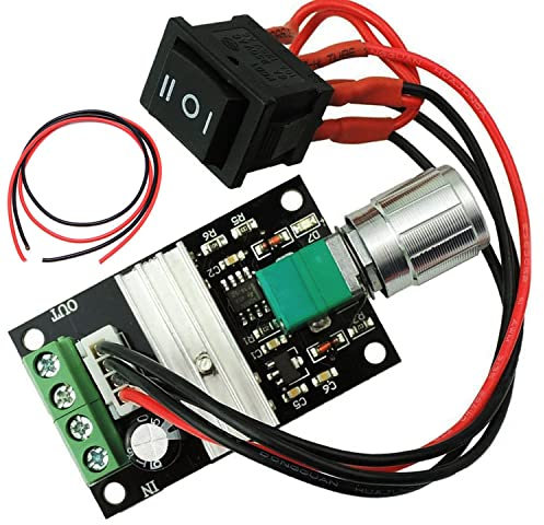 RUNCCI-YUN DC Motor Speed Controller,3A 6V 24V 12V 3A PWM Motor Controller Reversible Controller Regulator with Switch Positive Inversion Control Switching Button with Speed Control Knob