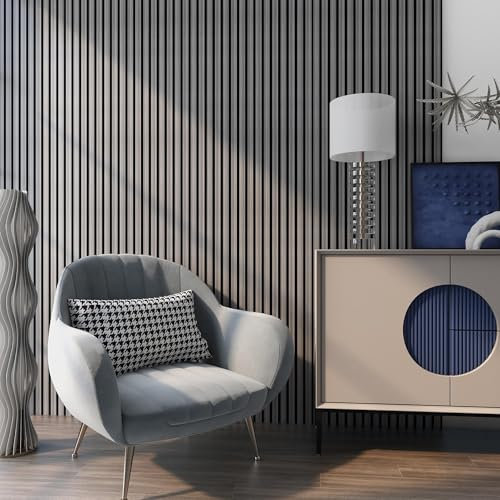 NEU.HOLZ Akustikpaneele Holz - Schalldämmung Wandpaneele in Holzoptik Eiche grau, Schallschutz Akustikplatten Wandverkleidung innen, Schallabsorber Paneele Wand & Decke, Holzpaneele Wand 5,76 m²