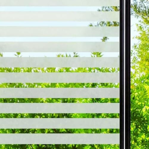 DARUITE Fensterfolie Blickdicht Milchglasfolie Selbstklebend Sichtschutzfolie Non-Klebefolie Fenster Sichtschutz Fensterfolien Folie Fenster Sichtschutz (30x300 cm, Fensterfolie Streifen)
