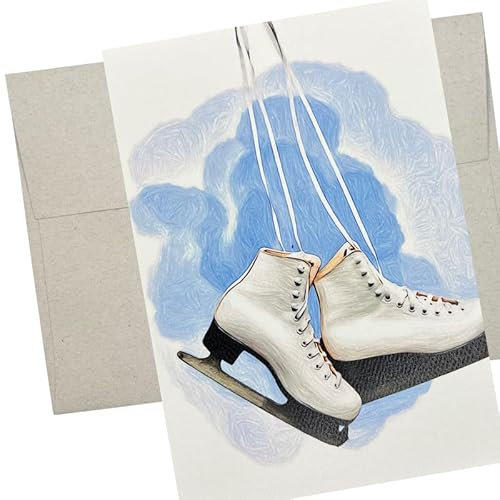 Eiskunstlauf-Grußkarte mit Umschlag (12,7 x 17,8 cm, innen blanko, für alle Anlässe) für Eiskunstläufer, die Eislaufen lieben – 326
