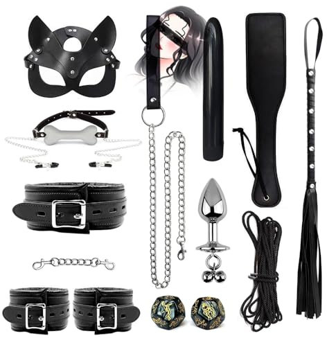 XaiYimee Kit Ḅinḍing10 Pezzi di Gadget Yoga da Uomo e da Donna Accessori novità per Sēx Play - Nero