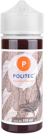 Politec - Pintura Acrílica, Impermeable, Resistente a la Luz, para Lienzos, Tela, Madera, Cristal, Piedras, Pintura textil, Pintura para Lienzo. (Sombra Café #304)