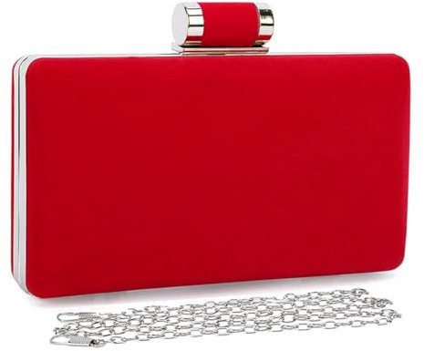 YUEZHAN Abendtasche Damen Clutch Samt Rote Clutch Vintage Schwarze Abend Tasche Hochzeits Party Braut Handtasche Umhängetaschen Damen Schulter Umhängetasche Geldbörse Rot