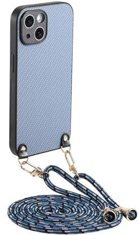 GoodcAcy Coque avec Cordon pour Google Pixel 7, Etui avec Collier - Tour de Cou Lanière en Corde - Silicone Antichoc Housse avec Réglable Chaine Étuis à bandoulière et Cordon- Bleu