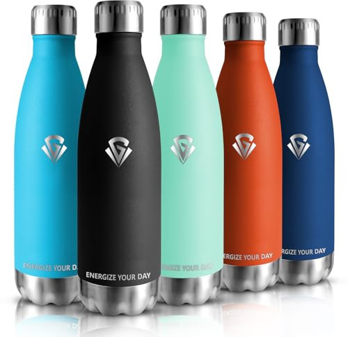HoneyHolly Gourde Isotherme - 500ML - Gourde Inox sans BPA, Gourde Sport Étanche, Réutilisable, Bouteille Isotherme, Processus de revêtement en Poudre, Gourde Metal pour Running, École, Bureau, Foot