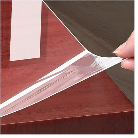 Film de protection transparent en plastique transparent - Film de protection autocollant épais pour bureau - Amovible - Pour table à manger/bureau