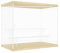 DuvinDD Vitrine, Acryl, LED, transparent, 3 Ebenen, kleine Vitrine, für Sammlung, Vitrine, Figur für Pop Mart Labubu, Skullpanda, Funko Pop, Vitrine Miniaturauto (Holzmaserung, 31,6 x 18 x 26,4 cm)