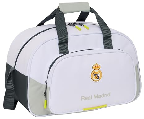 safta Real Madrid Equiicion 25/26 Sporttasche, Rucksack, ideal für Kinder verschiedener Altersgruppen, bequem und vielseitig, Qualität und Widerstandsfähigkeit, 40 x 23 x 24 cm, weiß, M, Casual