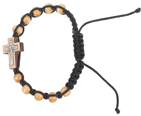 Holibanna Corda bracciale rosario Bracciale regolabile rosario per braccialetto di perline rosario crocifisso perla del rosario Delicato braccialetto rosario squisiti grani del rosario lega
