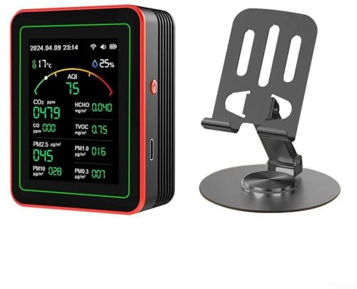 15-in-1 Luftqualitätsmonitor, Innenmonitor, TFT-Display und App-Steuerung, Piepton, für Zuhause, Schule, Krankenhaus, Kinderzimmer, Hotel (schwarz)