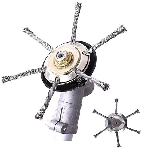 BCQTD Tête de débroussailleuse à essence indestructible pour tondeuse à gazon de jardin, tête de débroussailleuse 25,4 mm, brosse métallique robuste avec fil noué, outil de rechange pour fixation de