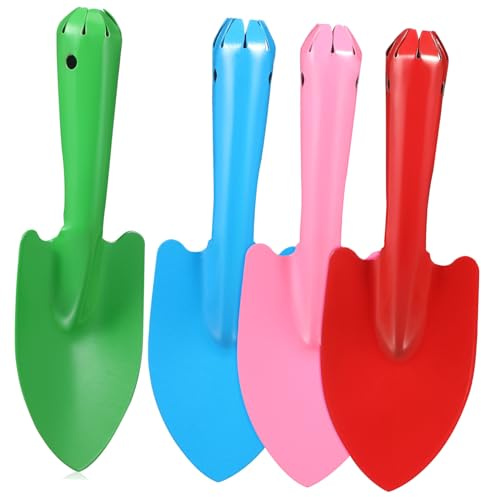 FUNOMOCYA 4pezzi Ragazzo Ragazza Colorate Piccole Vanghe Giardinaggio in Ferro Sicuro Pala Spiaggia Per Ragazzi e Ragazze Utensili Maneggevoli Per Scavo e Attività All Aperto