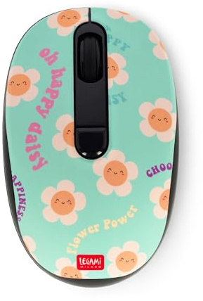 Legami - Mouse Wireless con Ricevitore USB Ultra Compatto, Tema Daisy, 3 Opzioni di Velocità, Materiale ABS, Connessione Wireless fino a 10 m