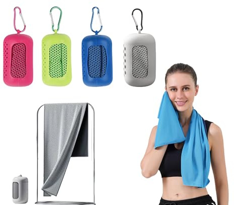 Mornly Kühlendes Handtuch Set – 4er Pack Tragbare Mikrofaser Cooling Towels mit Sofort-Kühl-Effekt für Sport & Outdoor (Blau, Grün, Grau, Rot) – Ideal für Radfahren, Yoga & Fitness